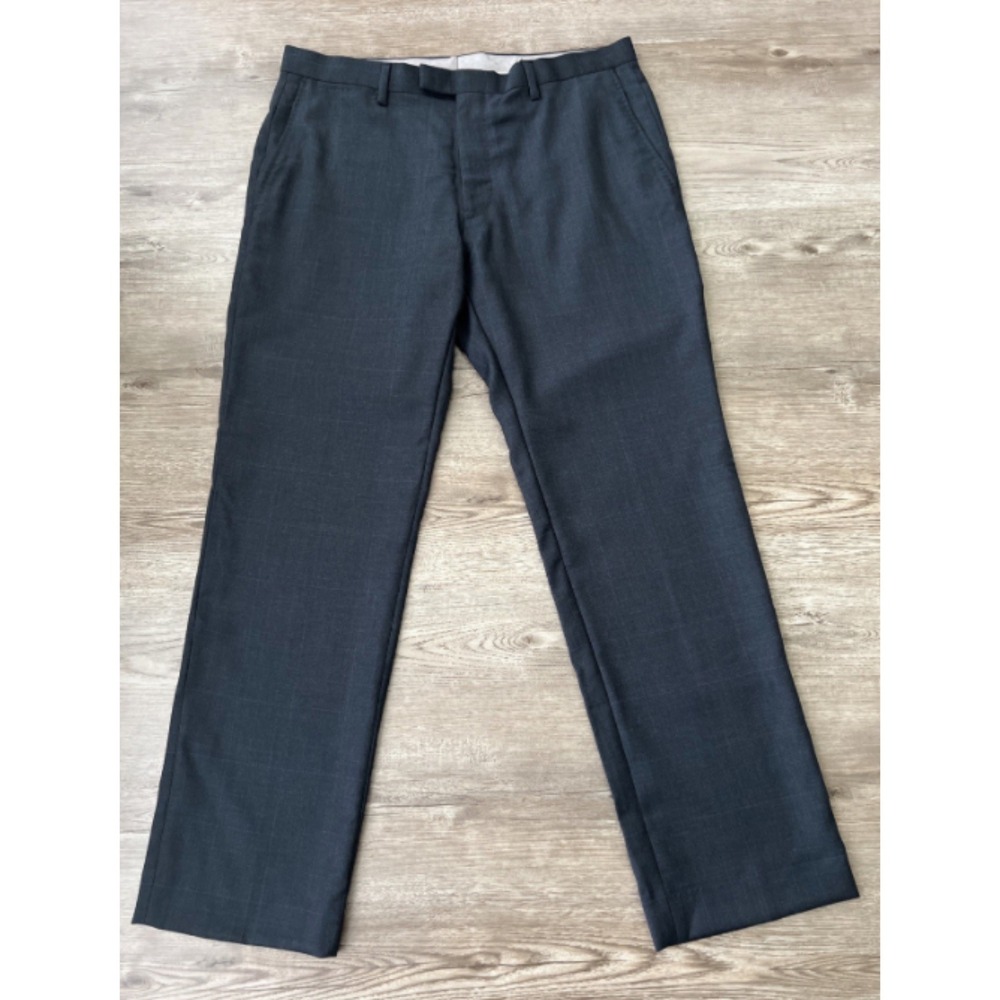 Banana Republic Modern Slim Fit Dress Pants Mens 33x30 Navy Blue Plaid Wool Suit
